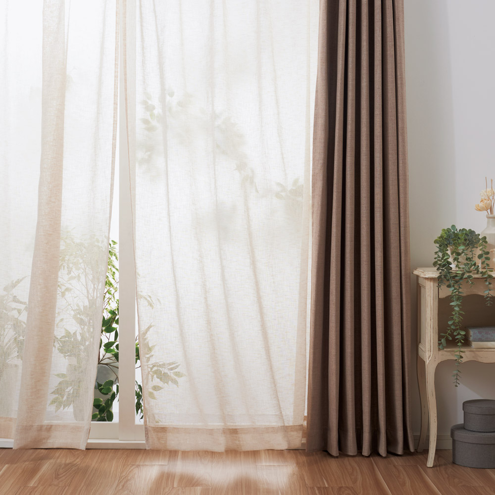 ≪幅100cm×丈213cm（2枚組）≫ リネンライクレースカーテン レースカーテン カーテン 524212