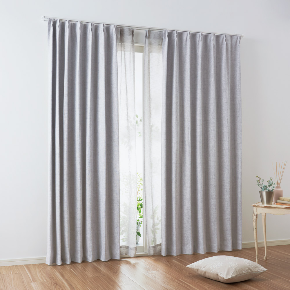 ≪幅100cm×丈190cm（2枚組）≫ リネンライク遮光カーテン ドレープカーテン カーテン 524256