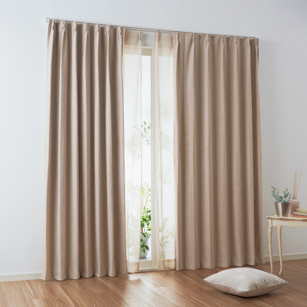 ≪幅100cm×丈210cm(2枚組)≫ リネンライク遮光カーテン ドレープカーテン カーテン 524260