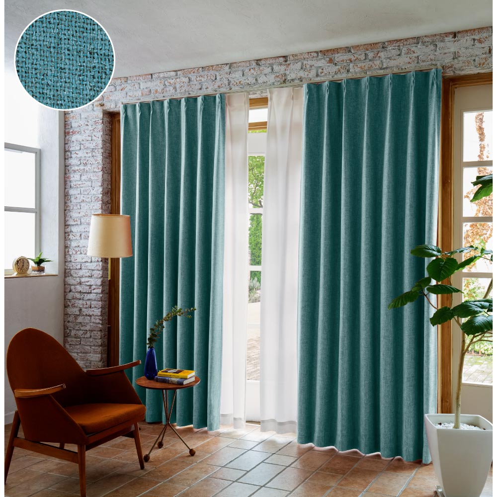 ≪幅100×丈185cm≫ ミックス調防炎・遮光カーテン2枚組 ドレープカーテン カーテン 524604