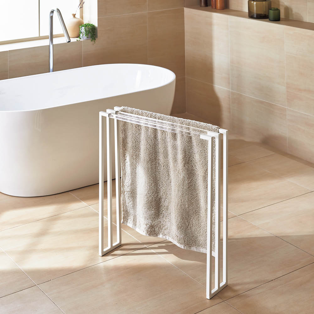 ≪2連≫ アクリルバーが美しい ランドリーシリーズ バスタオルハンガー 室内 屋外 洗濯物干し台 洗濯用品 物干し 521001