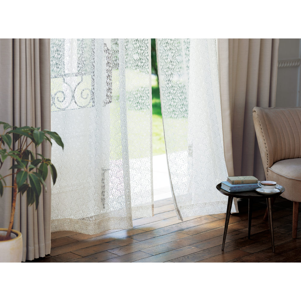 ≪幅200cm×丈218cm（1枚）≫ 蝶々舞うチュールレースカーテン レースカーテン カーテン 524139