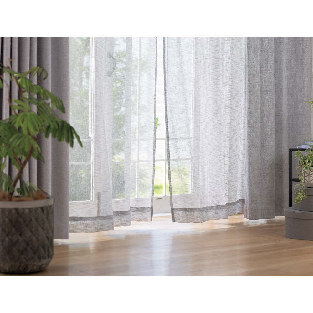 ≪幅100cm×丈148cm（2枚組）≫ リネンライクレースカーテン レースカーテン カーテン 524204