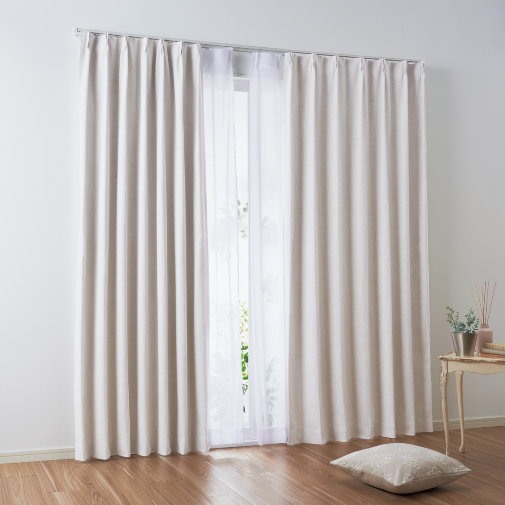 ≪幅100cm×丈210cm(2枚組)≫ リネンライク遮光カーテン ドレープカーテン カーテン 524260