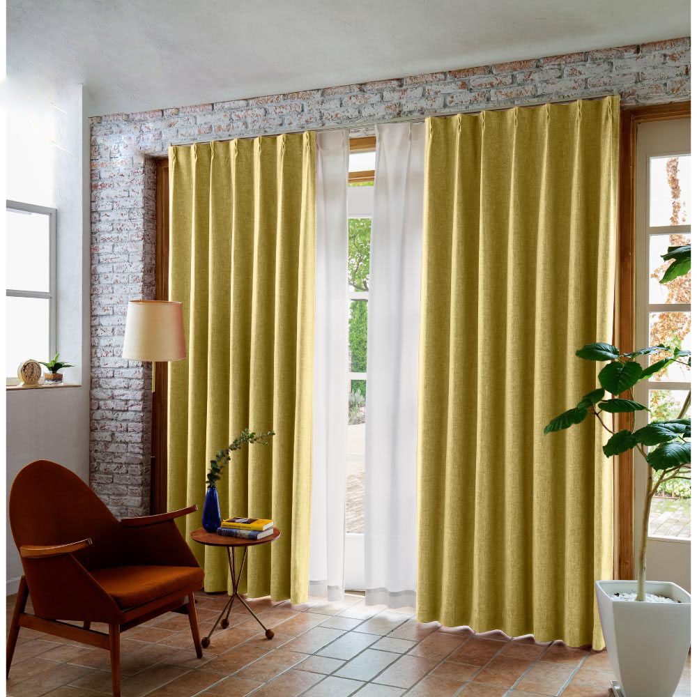 ≪幅100×丈135cm≫ ミックス調防炎・遮光カーテン2枚組 ドレープカーテン カーテン 524602