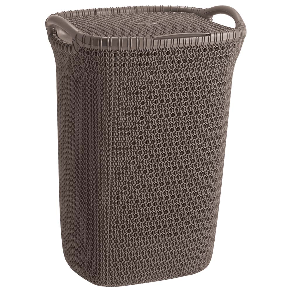 CURVER/カーバー ニット調ランドリーバスケット フタ付き縦型 ランドリー 洗濯かご トイレ 洗面所 ランドリー収納 547309