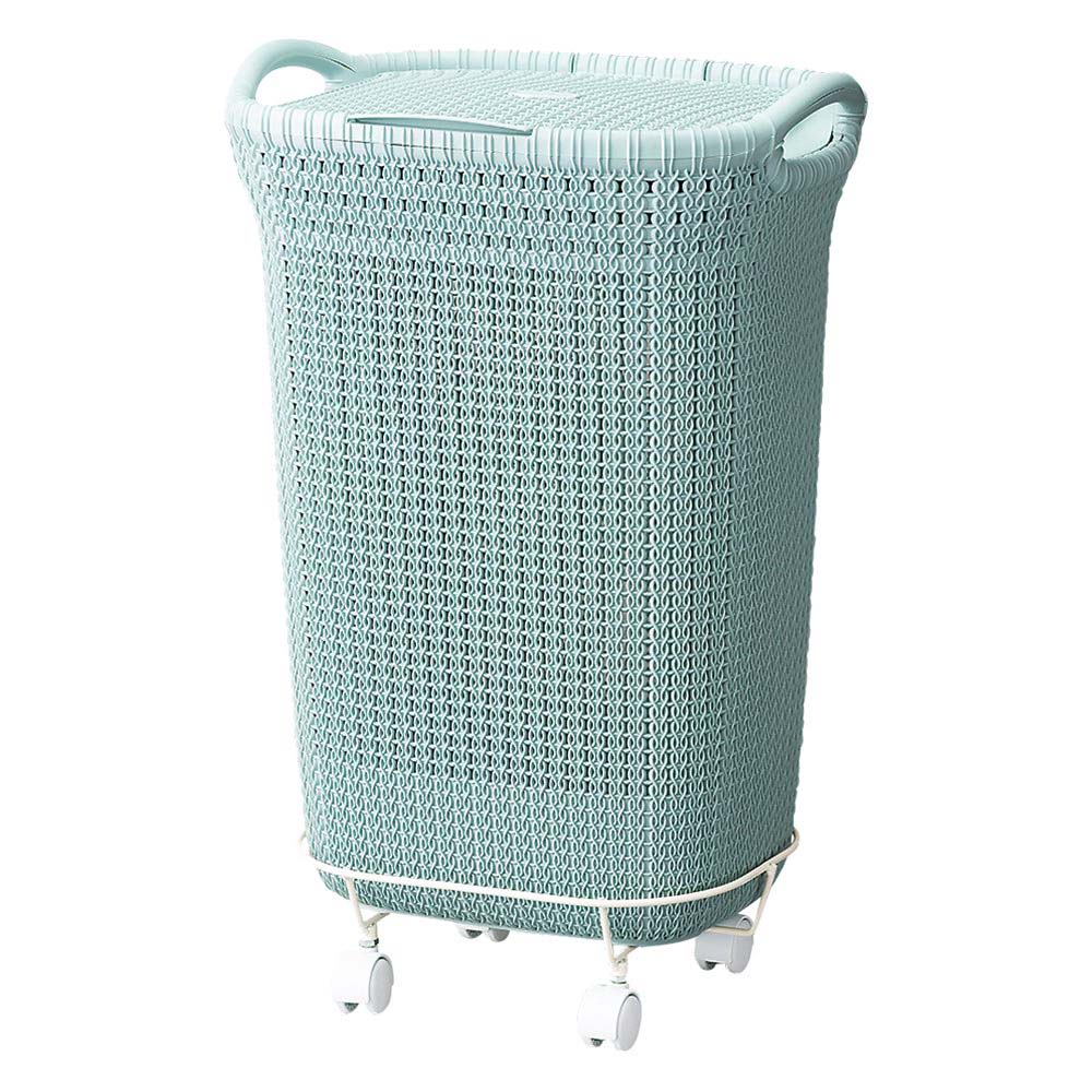 カーバーニット調ランドリーバスケット ランドリーワゴン＋バスケットセット ワゴン＋フタ付き縦型 ランドリー 洗濯かご トイレ 洗面所 ランドリー収納 547310