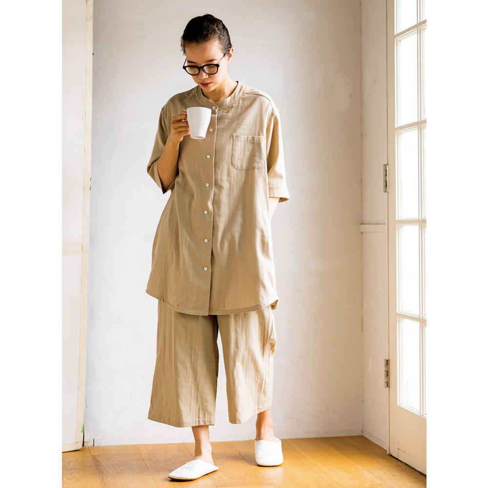 手放せないリラックス感 綿100%和ざらし二重ガーゼパジャマワンピース レディース 夏用 561080