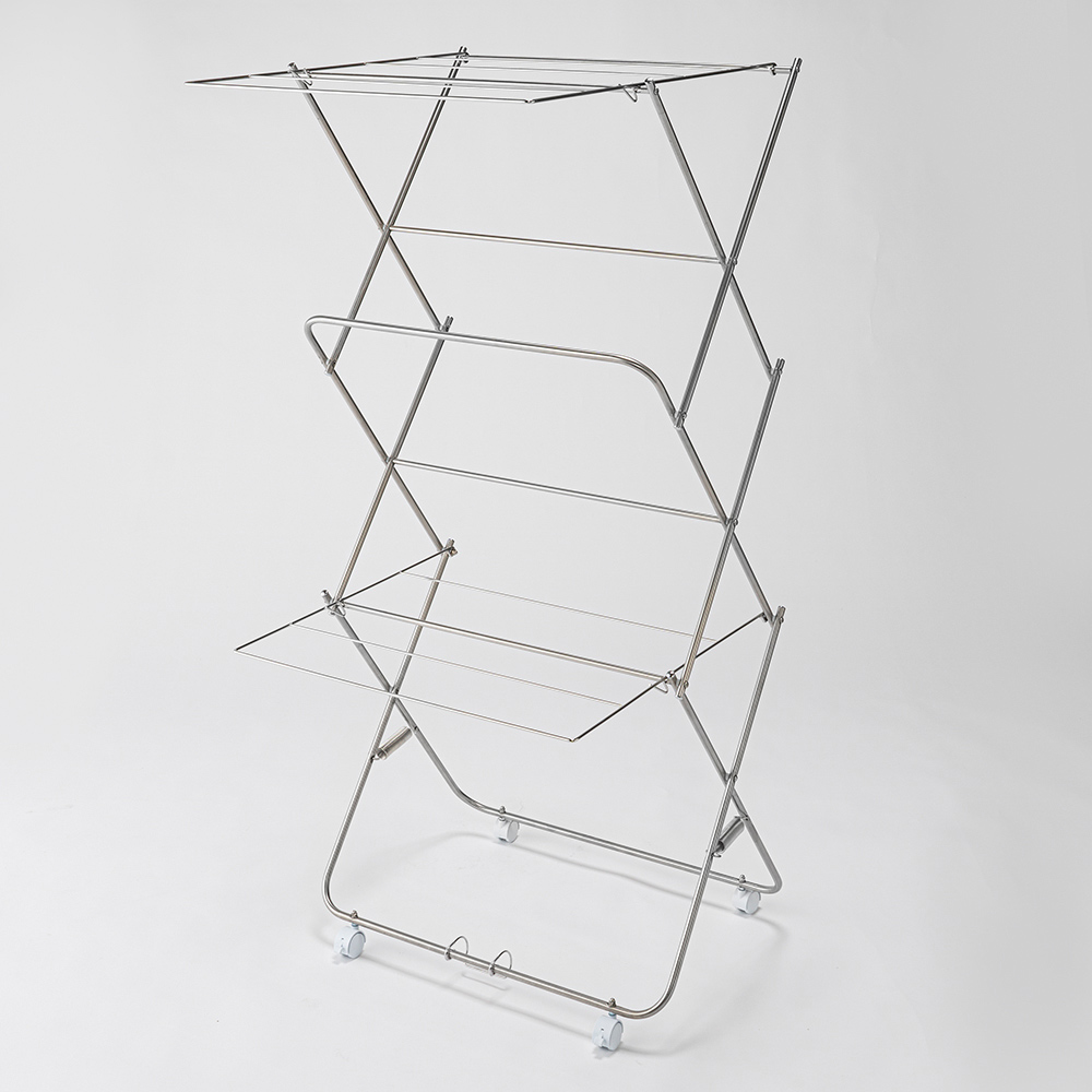 瀧本真奈美さんとつくったマキシ丈ワンピースも干せるステンレス製室内物干し 室内 屋外 洗濯物干し台 洗濯用品 物干し 562201