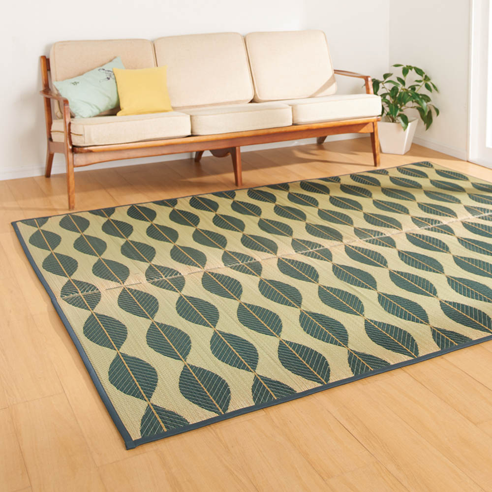 ≪裏付き・6畳 約261×348cm≫ い草上敷き〈リーブス〉 カーペット ラグ マット 562820