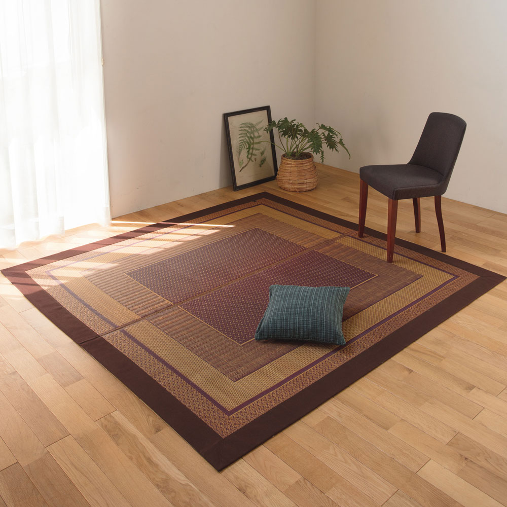 ≪裏なし・太べり約140×200cm≫ 紋織りい草ラグ〈ランクス〉 カーペット ラグ マット 562852