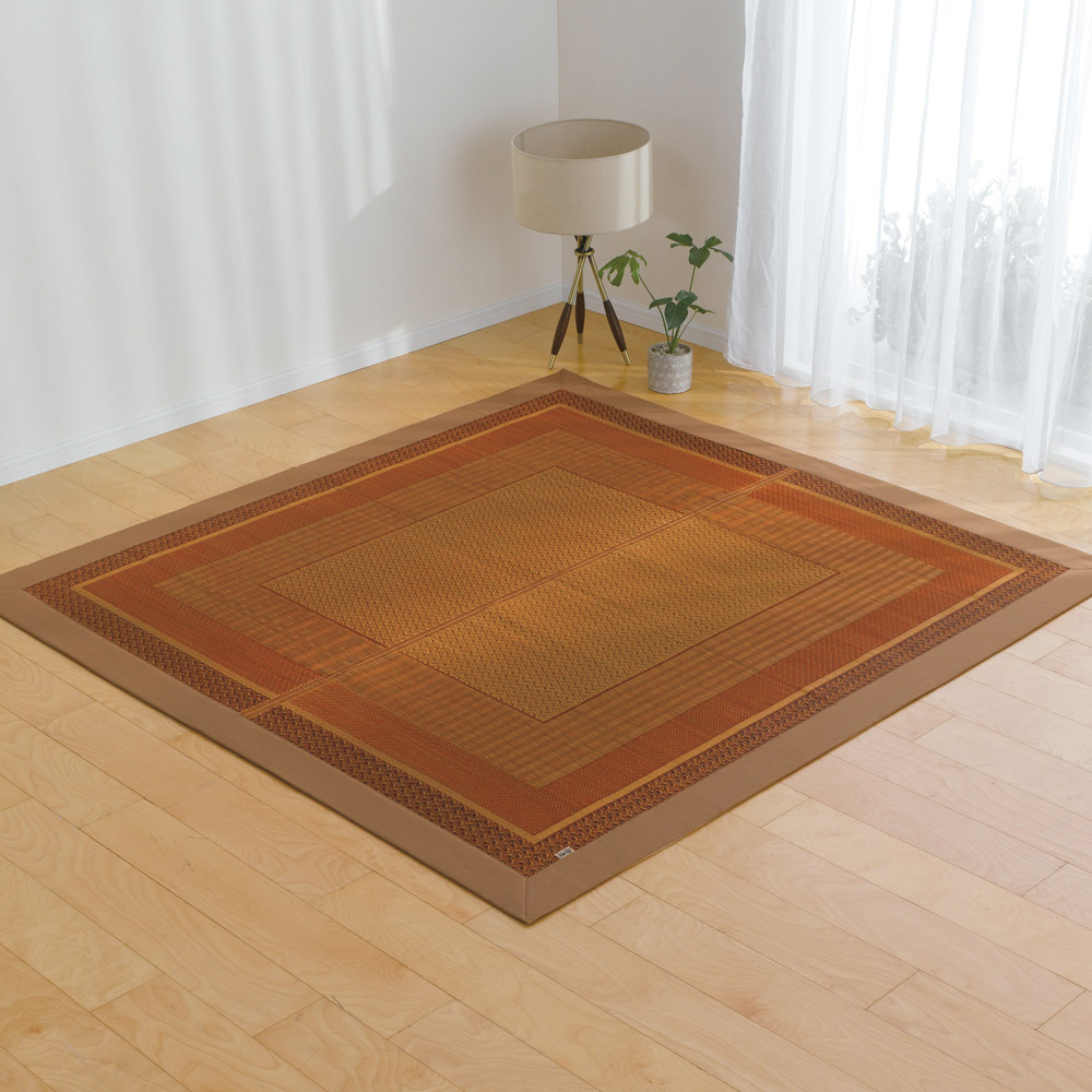 ≪裏つき・太べり約140×200cm≫ 紋織りい草ラグ〈ランクス〉 カーペット ラグ マット 562858