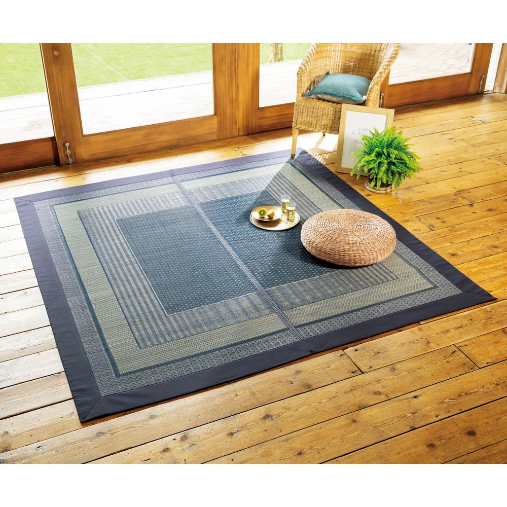 ≪4.5畳 約261×261cm≫ 紋織りい草上敷き裏付き・細べり〈ランクス〉 カーペット ラグ マット 562865