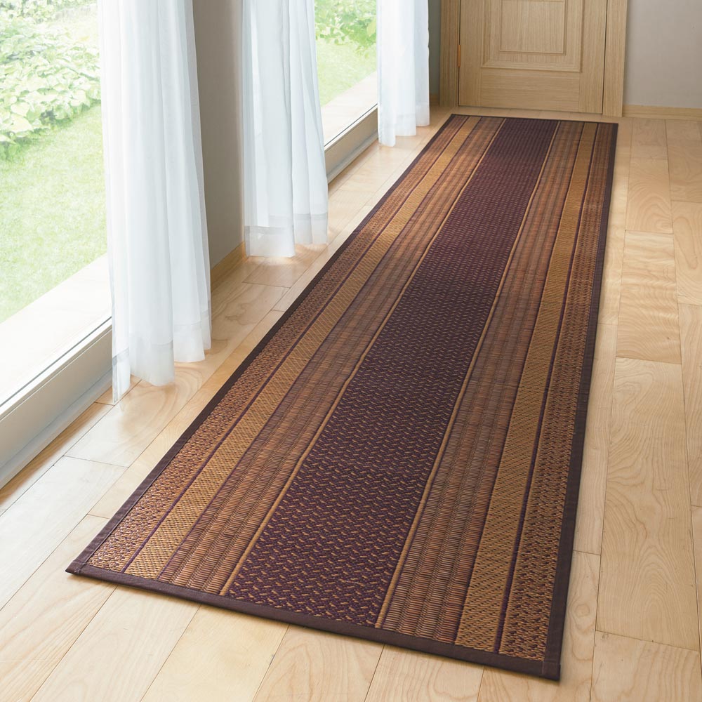 ≪約80×540cm≫ 紋織りい草〈ランクス〉 廊下敷き(裏・不織布) カーペット ラグ マット 562871