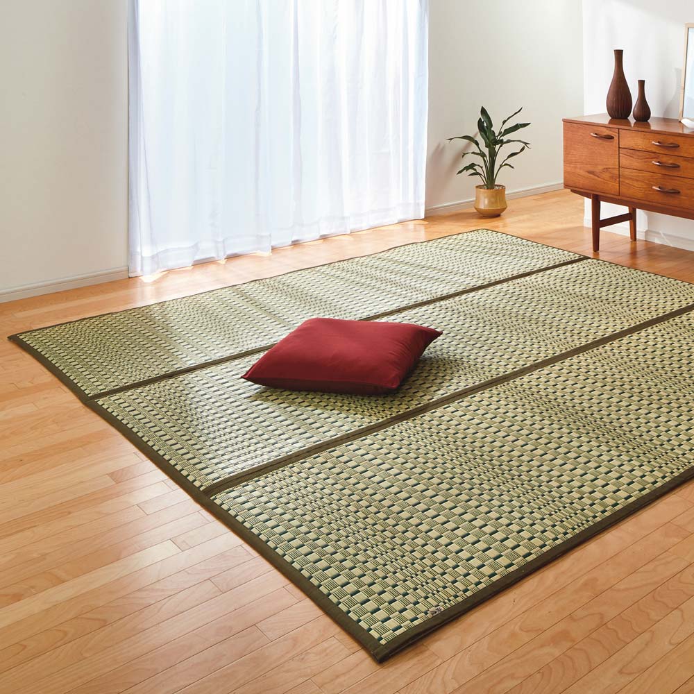 ≪約261×261cm ふっくら約14mm≫ ふっくらい草ラグ 掛川織 カーペット ラグ マット 562911