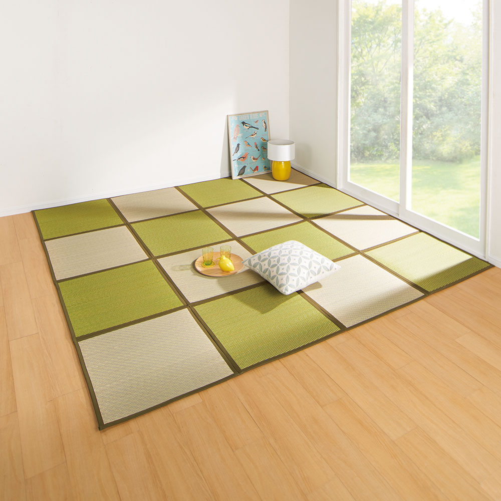 ≪約133×133cm≫ 折りたためるい草ラグ 裏付き(厚さ約5mm) カーペット ラグ マット 562971