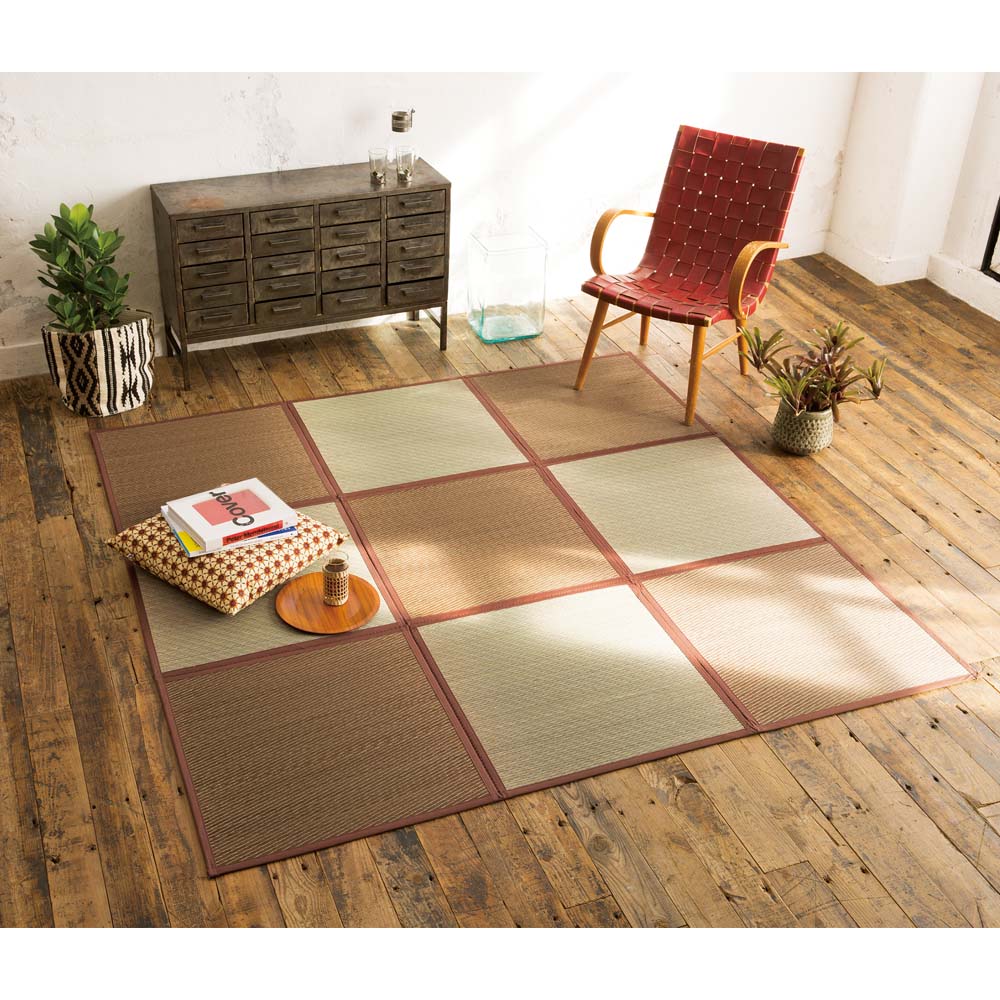 ≪約200×200cm≫ 折りたためるい草ラグ 裏付き（厚さ約5mm） カーペット ラグ マット 562973