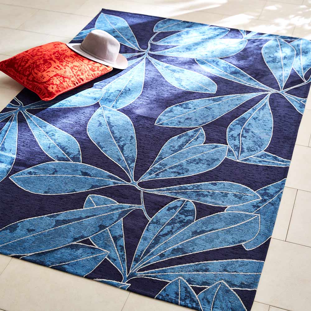 ≪約140×200cm≫ イタリア製ジャカード織ラグ〈ボタニコ〉 洗えるラグ カーペット ラグ マット 563101