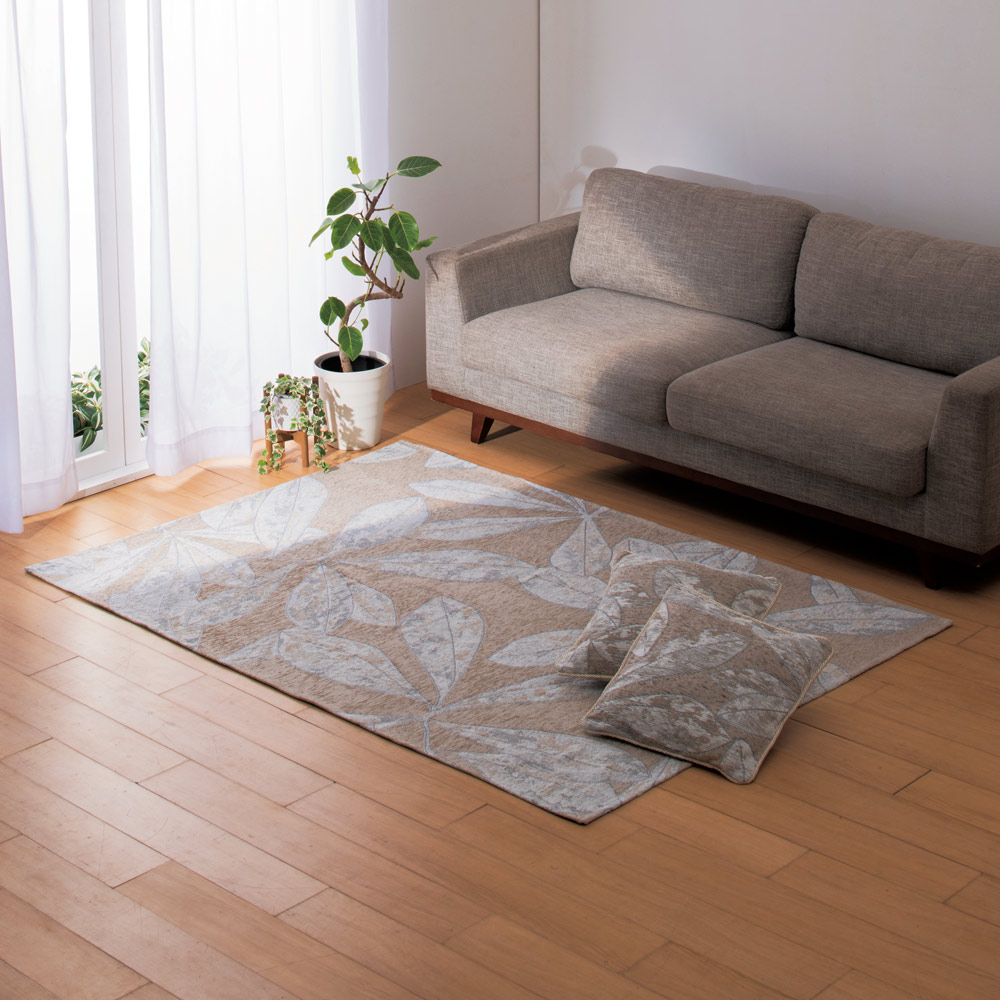 ≪約140×200cm≫ イタリア製ジャカード織ラグ〈ボタニコ〉 洗えるラグ カーペット ラグ マット 563101