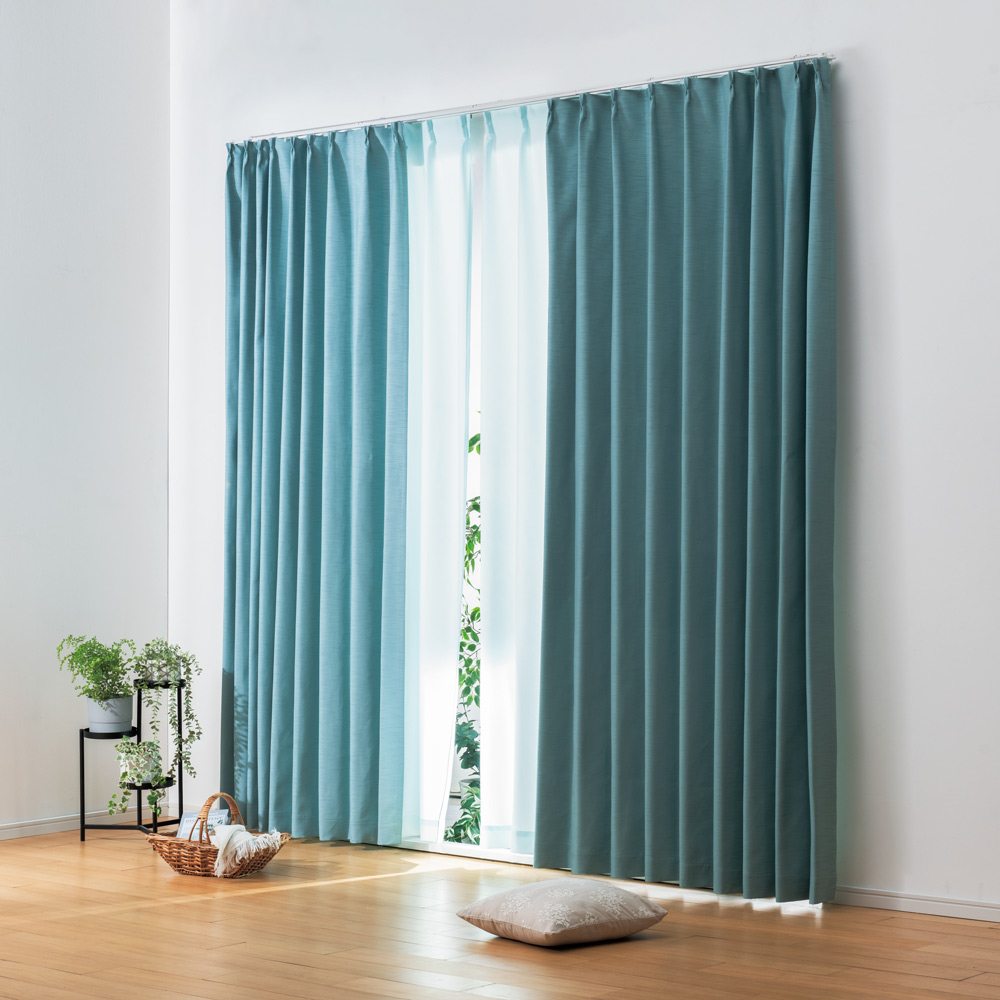 ≪幅100cm×丈135cm（2枚組）≫ シャンタン生地の遮光・遮熱・遮音