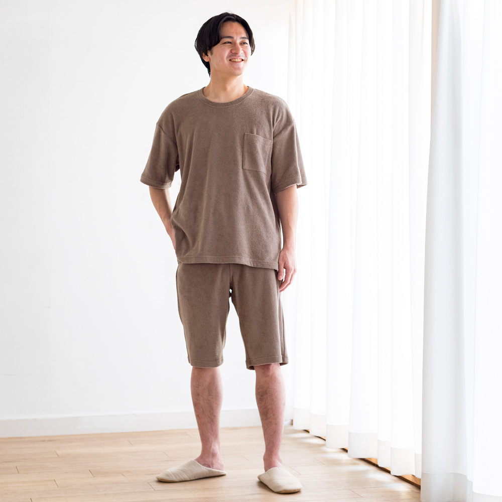 まるでバスタオルにくるまれる心地よさ ふんわり軽い両面パイルのパジャマ メンズ 560915