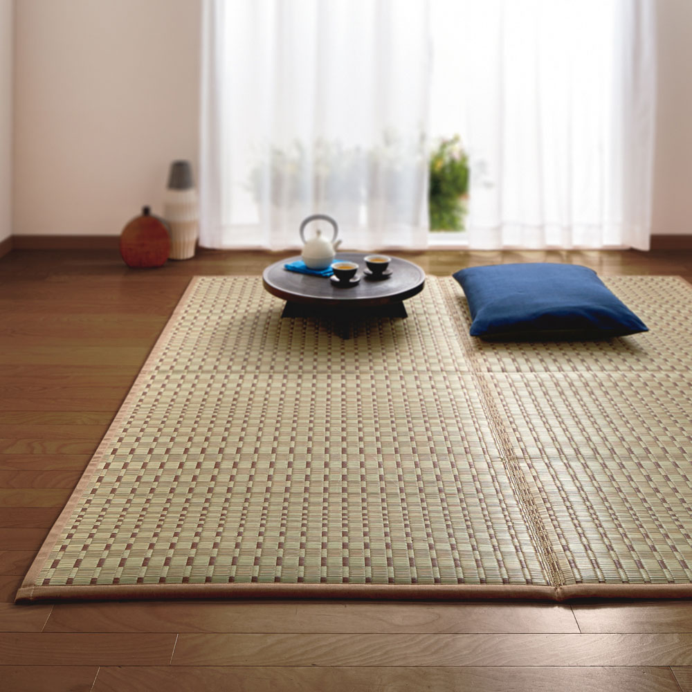 ≪約87×174cm ふっくら約14mm≫ ふっくらい草ラグ 掛川織 カーペット ラグ マット 562907