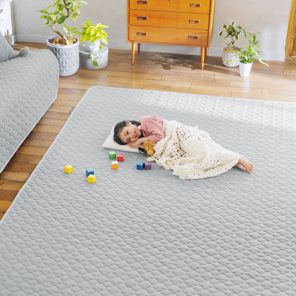 ≪約190×280cm≫メランジキルトラグ（厚さ約10mm） 洗えるラグ カーペット ラグ マット 563012