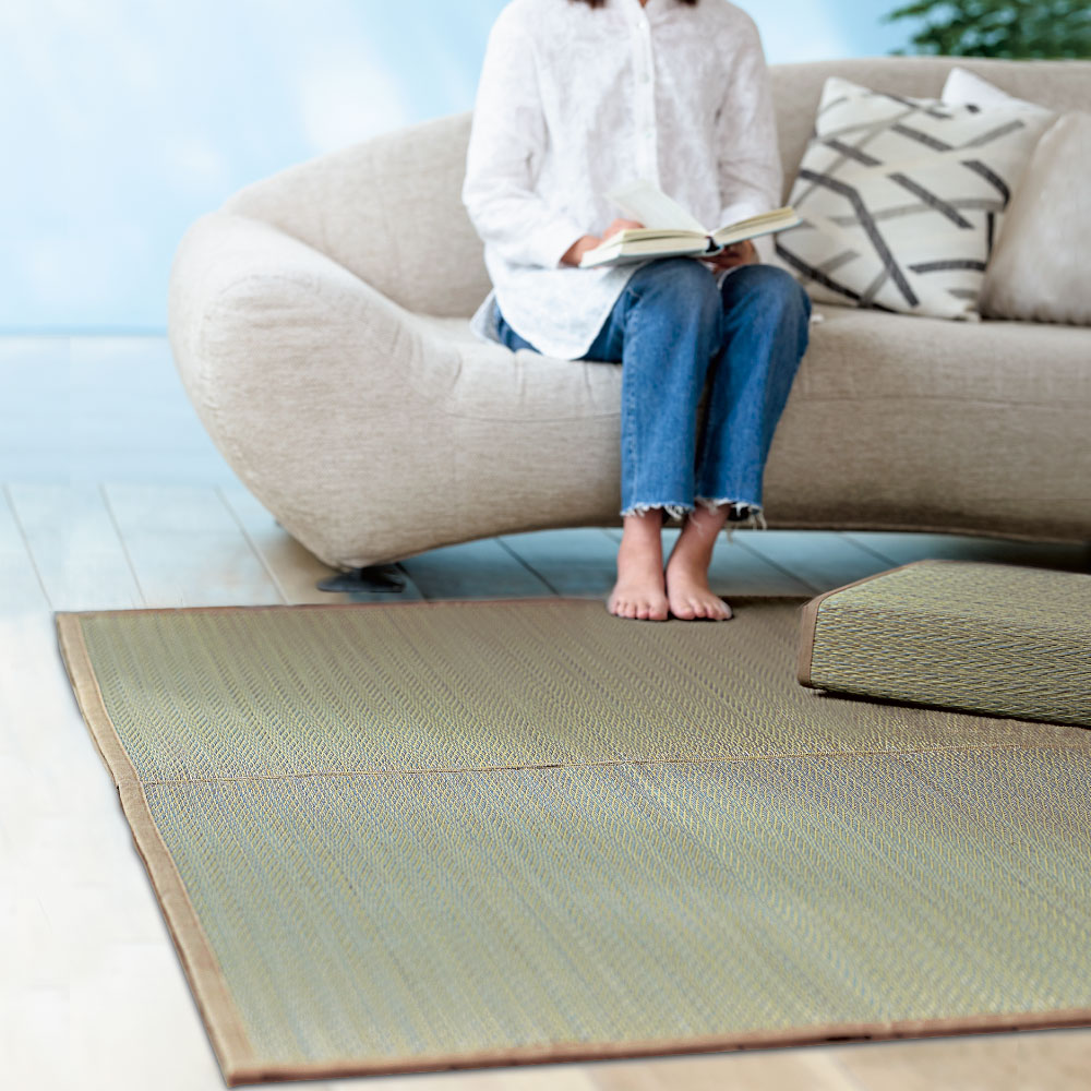 ≪約190×190cm ふっくら約12mm≫ 杉綾織カラーい草ラグ カーペット ラグ マット 564704