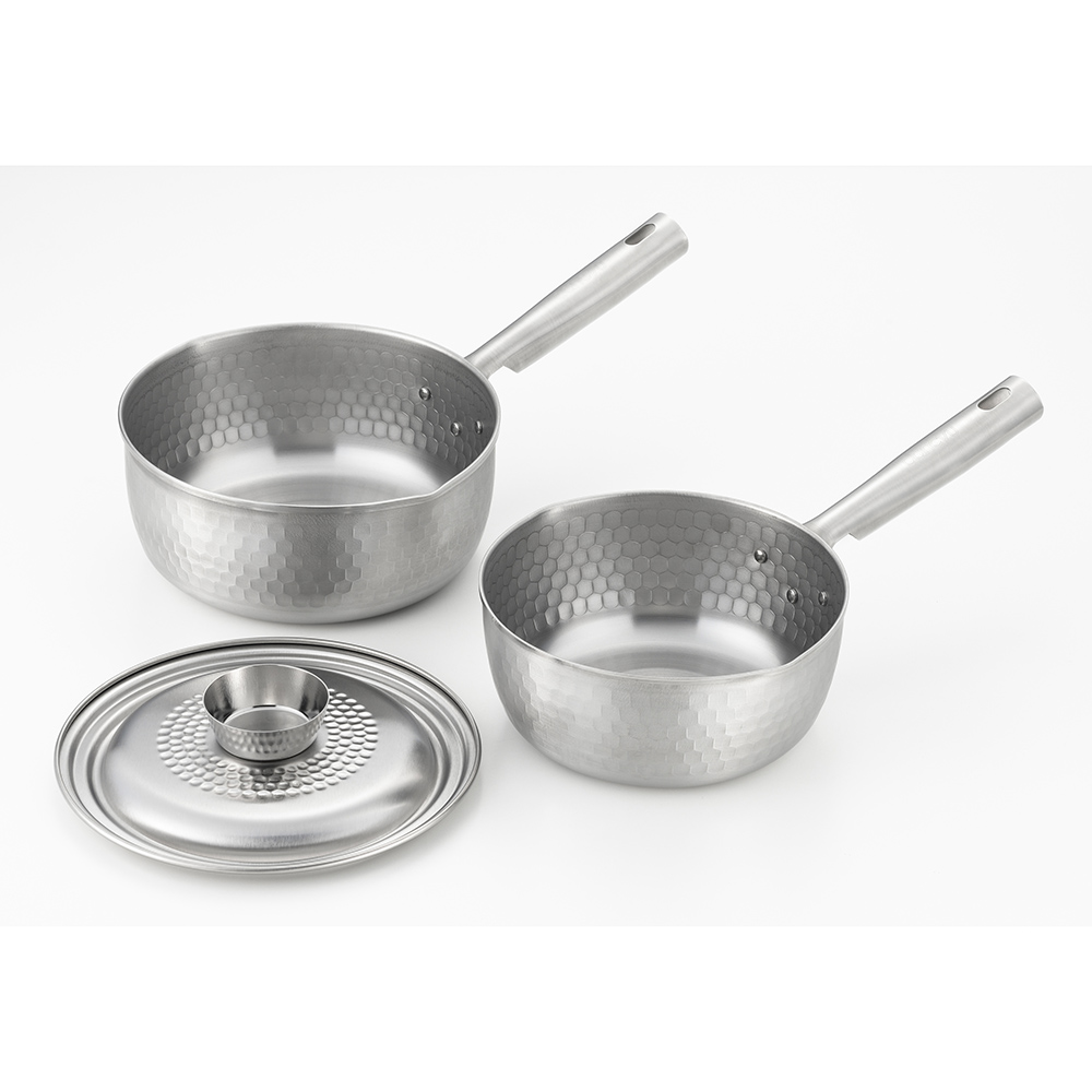 ≪3点セット≫ IHでもガスでも使えるステンレス雪平鍋 フライパン 鍋 580408