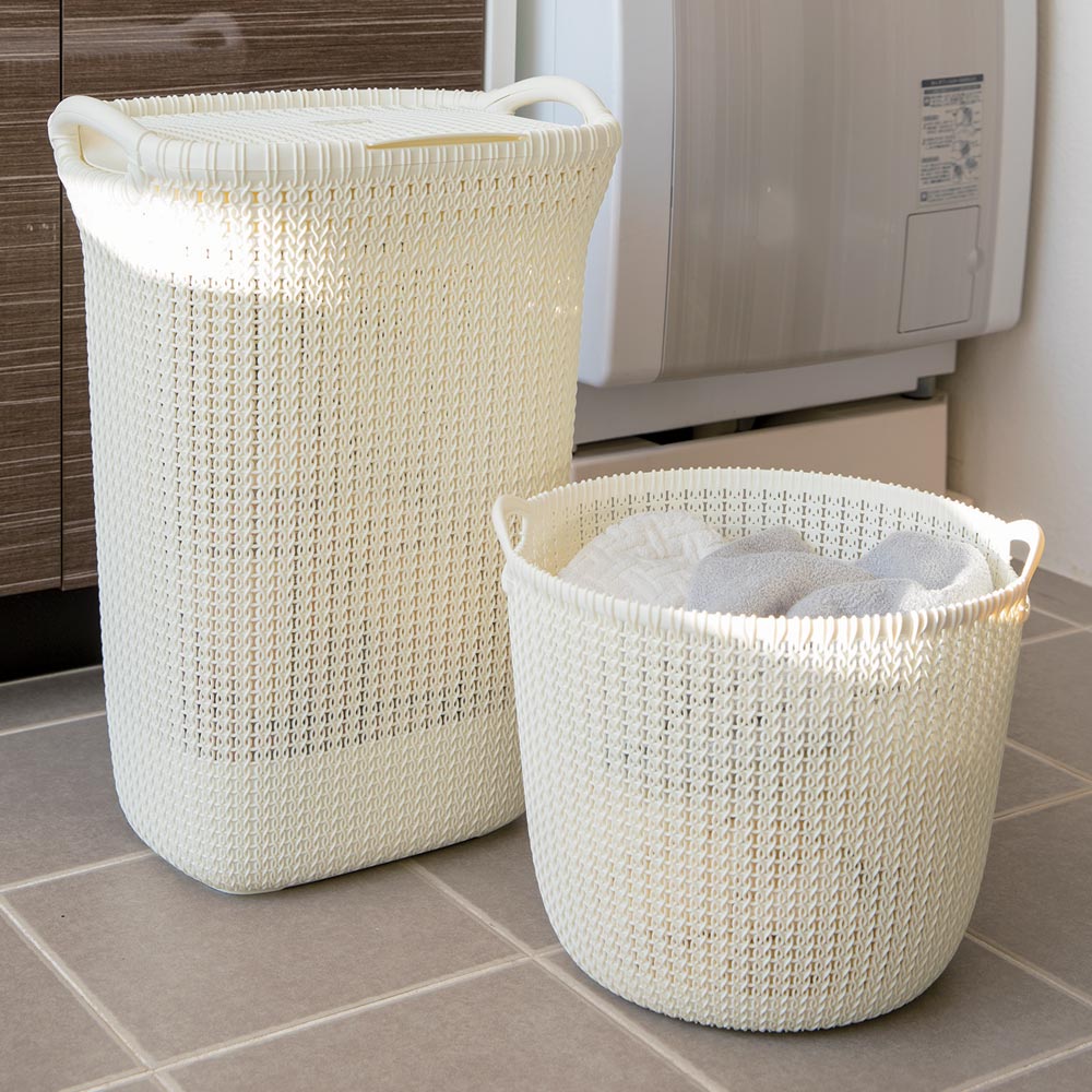 CURVER/カーバー ニット調ランドリーバスケット ラウンドタイプ ランドリー 洗濯かご トイレ 洗面所 ランドリー収納 581701