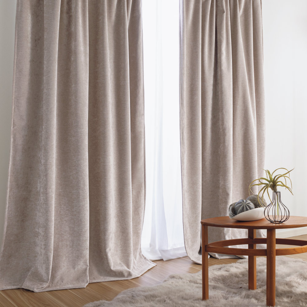 ≪幅100cm×丈185cm（2枚組）≫ 2枚重ねベルベット調カーテン ドレープカーテン カーテン 58430F