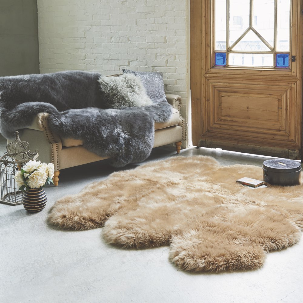 ≪6匹物≫ スプリングラム長毛ムートン カバー カーペット ラグ マット 584615