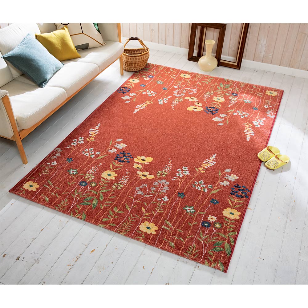 ≪約200×250cm≫ ベルギー製ウィルトン織 花柄ラグ カバー カーペット ラグ マット 584807