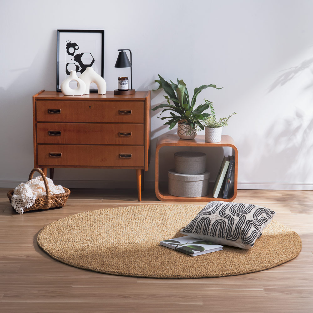 ≪径約120cm≫ベルギー製ボリュームループタフト製ラグ  円形 洗えるラグ カーペット ラグ マット 584819