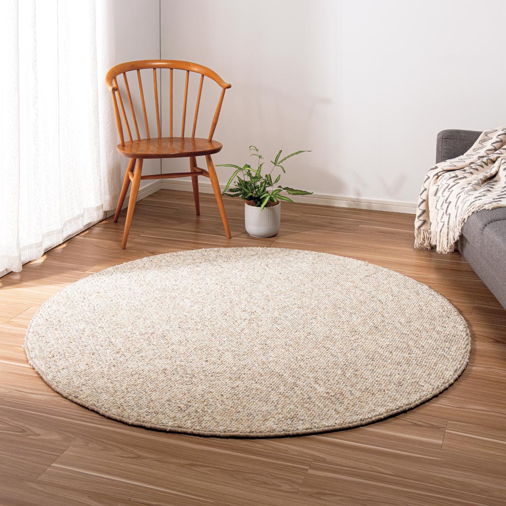 ≪径約150cm≫ベルギー製ボリュームループタフト製ラグ  円形 洗えるラグ カーペット ラグ マット 584820