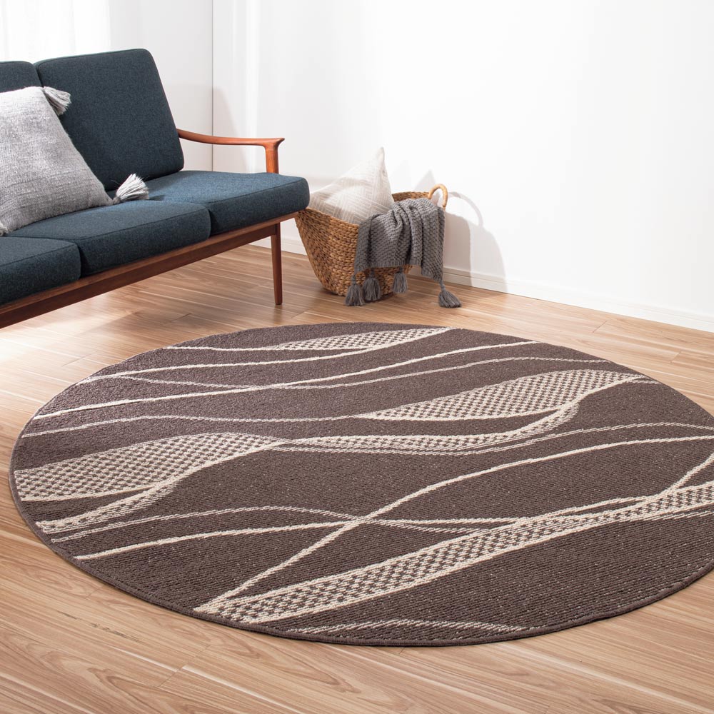 ウール100％多機能ラグ 円形・径約185cm 洗えるラグ カーペット ラグ マット 585005