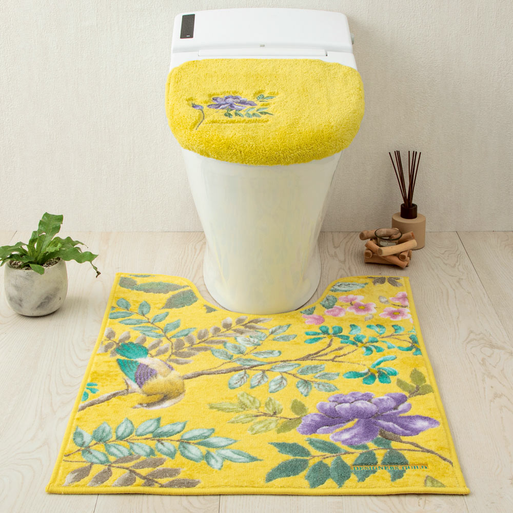 ≪普通判マット約63×63cm≫ デザイナーズ・ギルド〈ポーセリン〉フタカバー・マットセット トイレ用品 585221