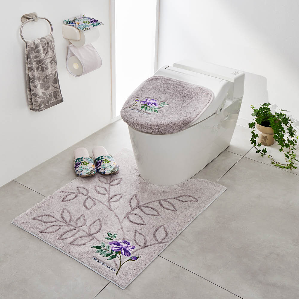 ≪普通判マット約63×63cm≫ デザイナーズ・ギルド〈ポーセリン〉フタカバー・マットセット トイレ用品 585221