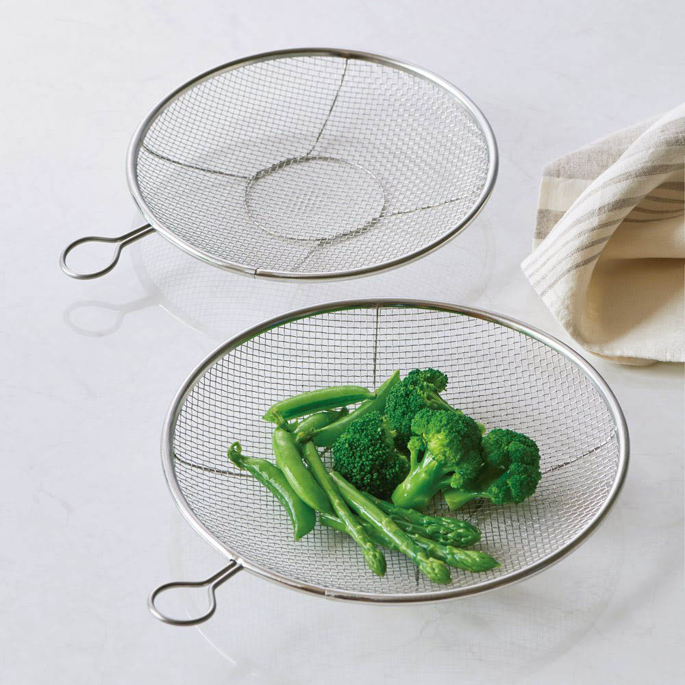 ≪27cm 2枚組≫ ステンレス 頑丈リング付き平ざる キッチンツール 580410