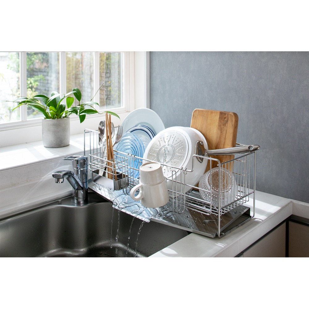 ≪ステンレストレー≫ 奥行58cmのシンクに渡せる水切り(スリムハイ)選べるトレー 水切りかご ラック シンク周り用品 580904