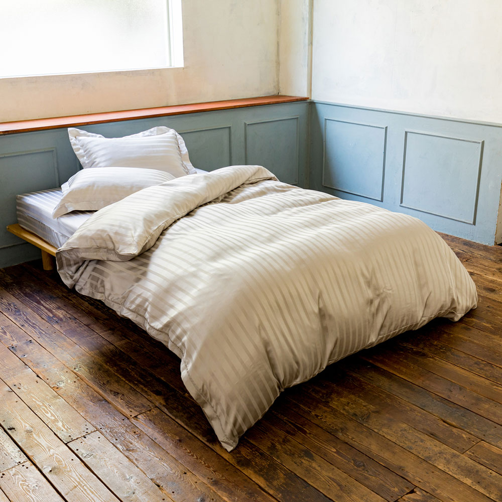 ≪ダブルロング≫ 洗えるオールシルクサテン織りシリーズ 掛け布団カバー (グレージュ・ローズ) 掛け布団カバー 布団カバー シーツ 583623