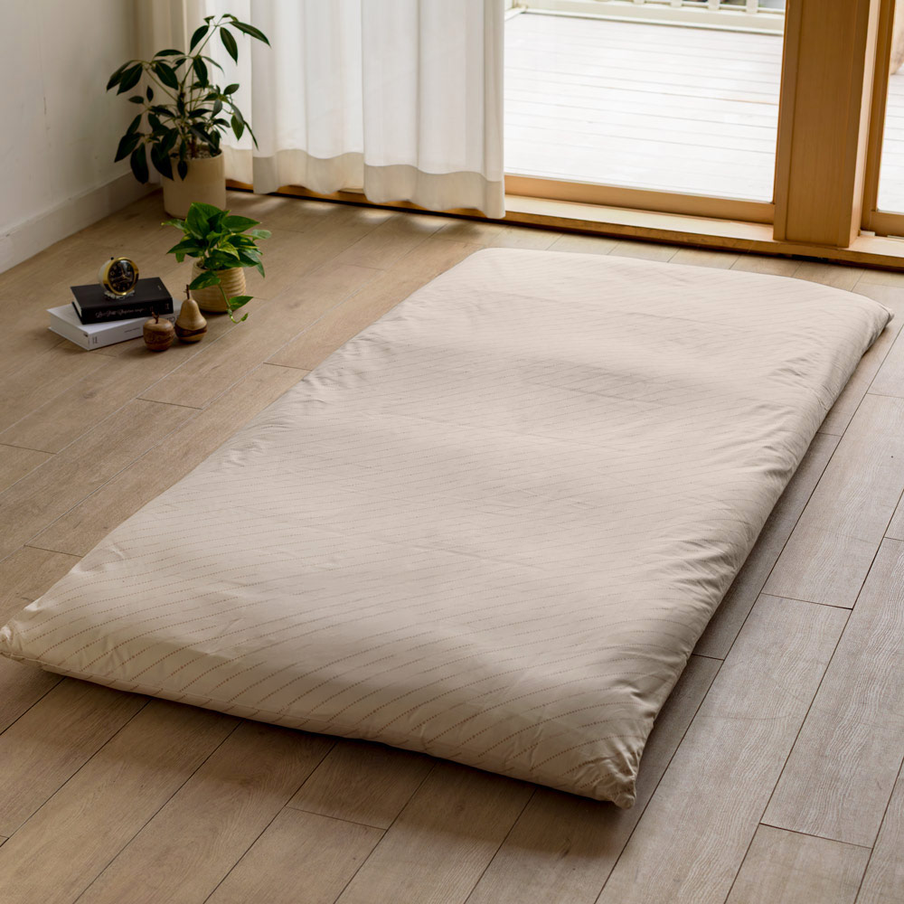 綿100%生地のダニゼロック布団 ボリューム3つ折り敷布団 シングルロング 敷布団 584004