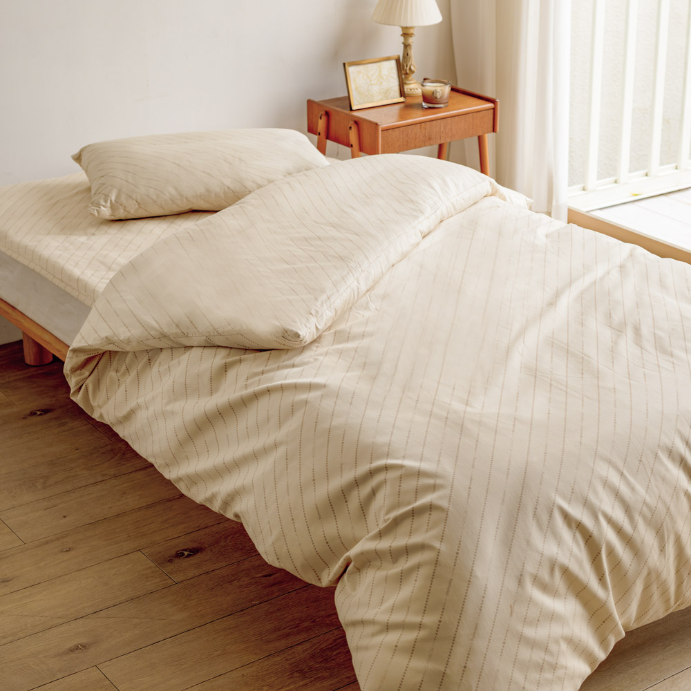 綿100%生地のダニゼロック布団 お得なベッド用シングル3点セット 敷きパッド ベッドパッド 584008