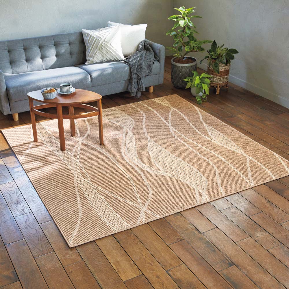 ≪約185×185cm≫ウール100％多機能ラグ  スクエア 洗えるラグ カーペット ラグ マット 585002