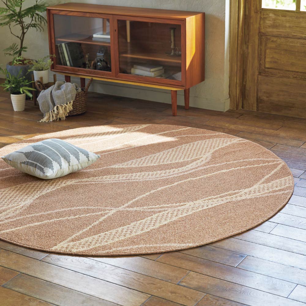 ウール100％多機能ラグ 円形・径約185cm 洗えるラグ カーペット ラグ マット 585005