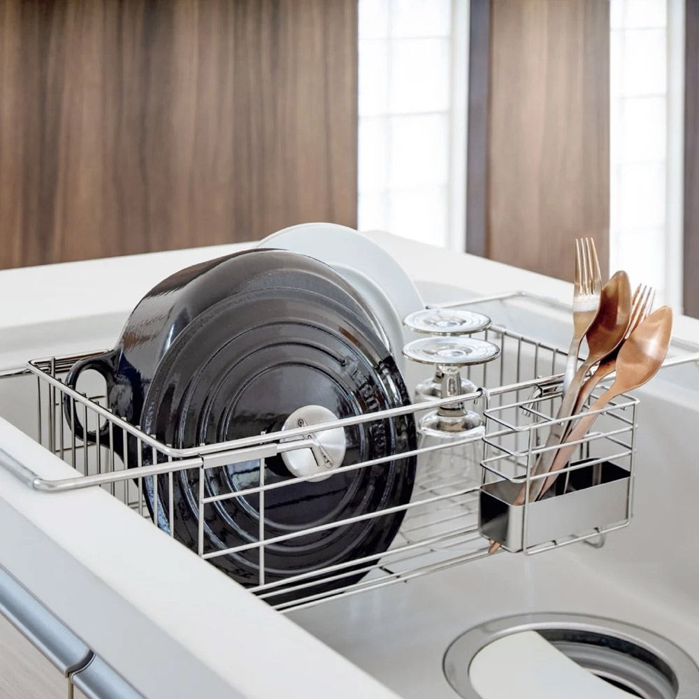 ≪幅16cm≫ シンク内に隠せる頑丈深型2way水切り(箸立て付き) 水切りかご ラック シンク周り用品 621101