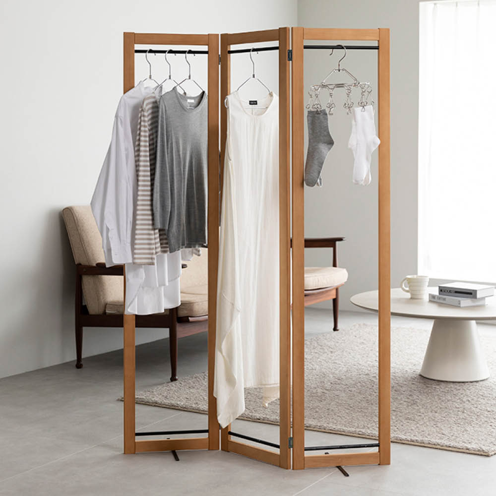 ≪3連≫ Fabric by ベスト オブ モリス パーテーションにもなる木製物干し クロスなし 室内物干し 洗濯用品 物干し 622156