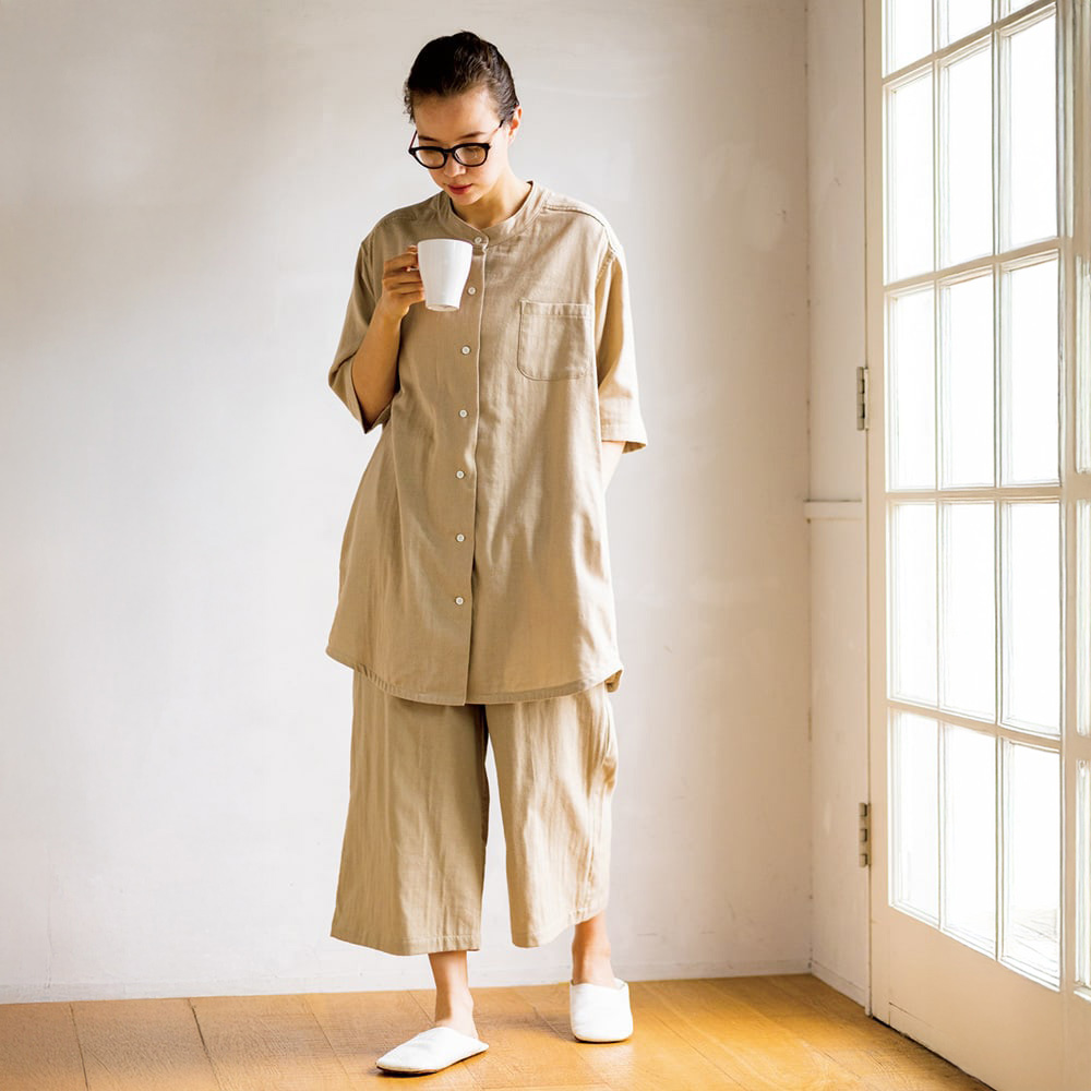 手放せないリラックス感 綿100％和ざらし二重ガーゼパジャマ（7分丈） レディース 夏用 パジャマ ルームウェア インナー 646580