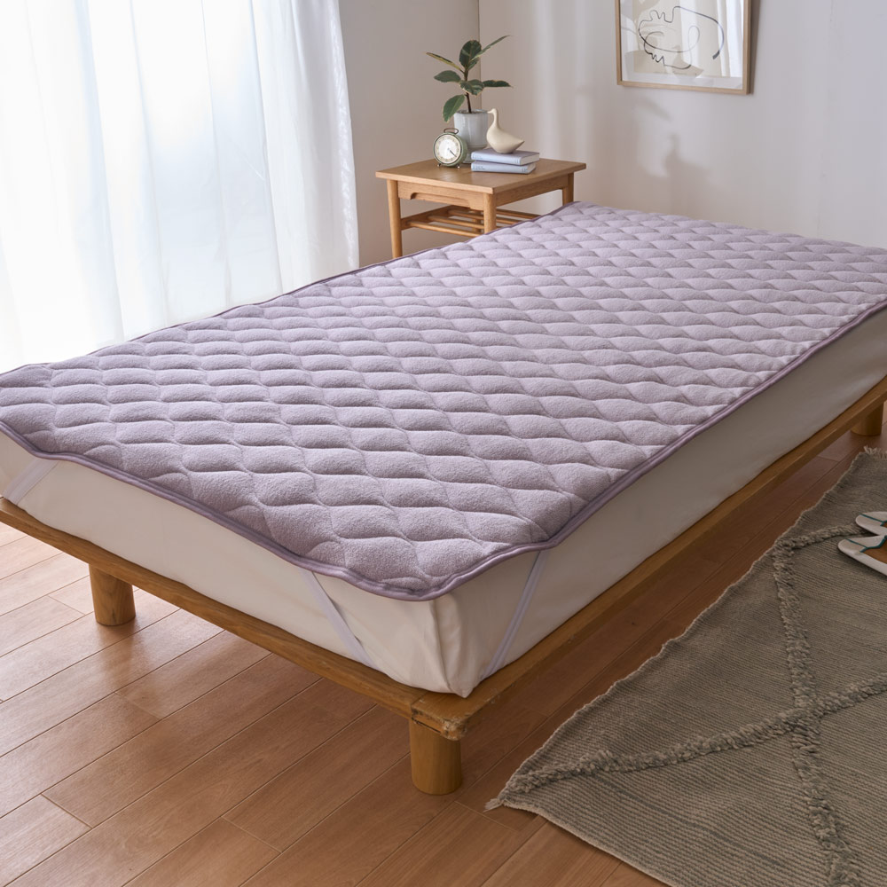 ≪ダブル≫浅野撚糸と作った ふわふわタオル素材の敷きパッド 敷きパッド ベッドパッド 646604