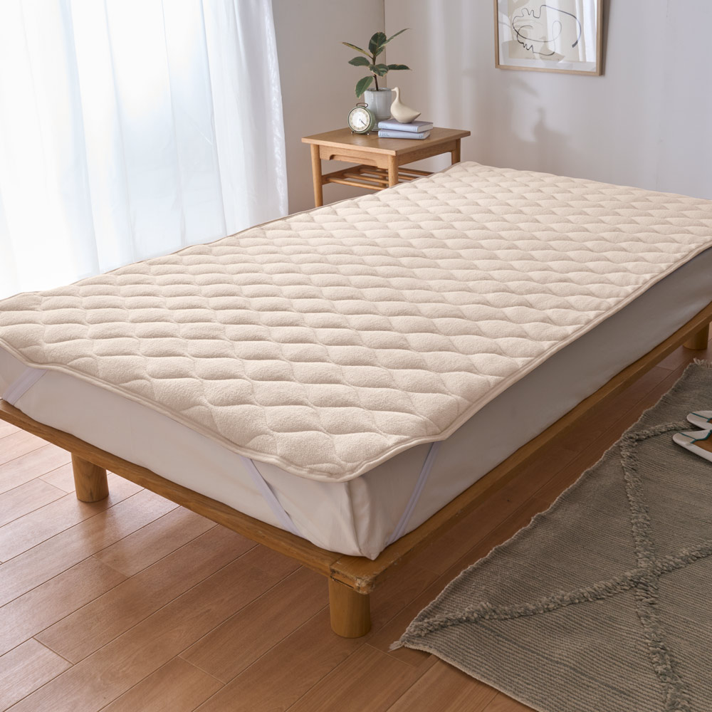 ≪ダブル≫浅野撚糸と作った ふわふわタオル素材の敷きパッド 敷きパッド ベッドパッド 646604